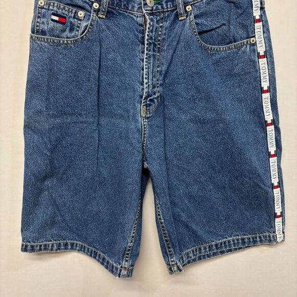 Vintage Tommy Hilfiger Men Jean Denim Shorts Size 32 Baggy Y2K Utility C025 -4 - Picture 13 of 16
